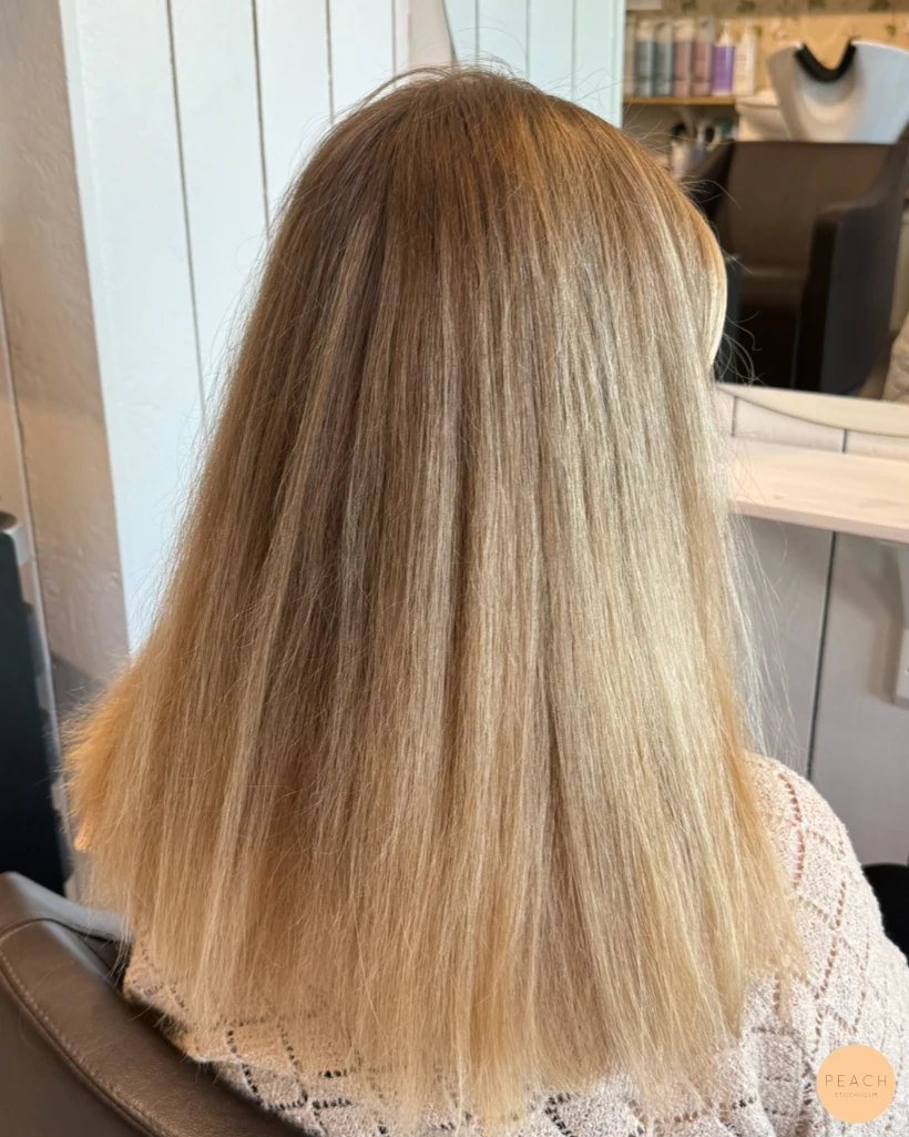 Lowlights i blont hår – salongsresultat av Kristin Gedda, 24 maj 2024