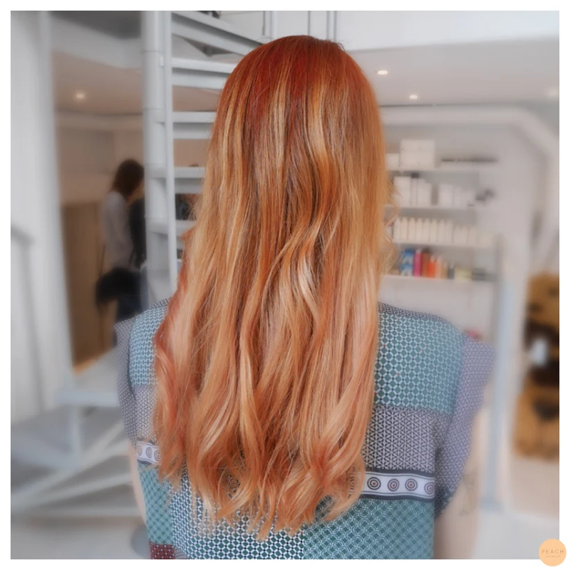 Kopprig ombre med roséfärgade längder