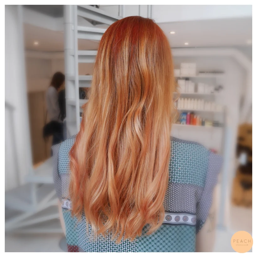 Kopprig ombre med roséfärgade längder