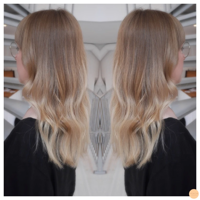Balayage i naturlig blondt hår