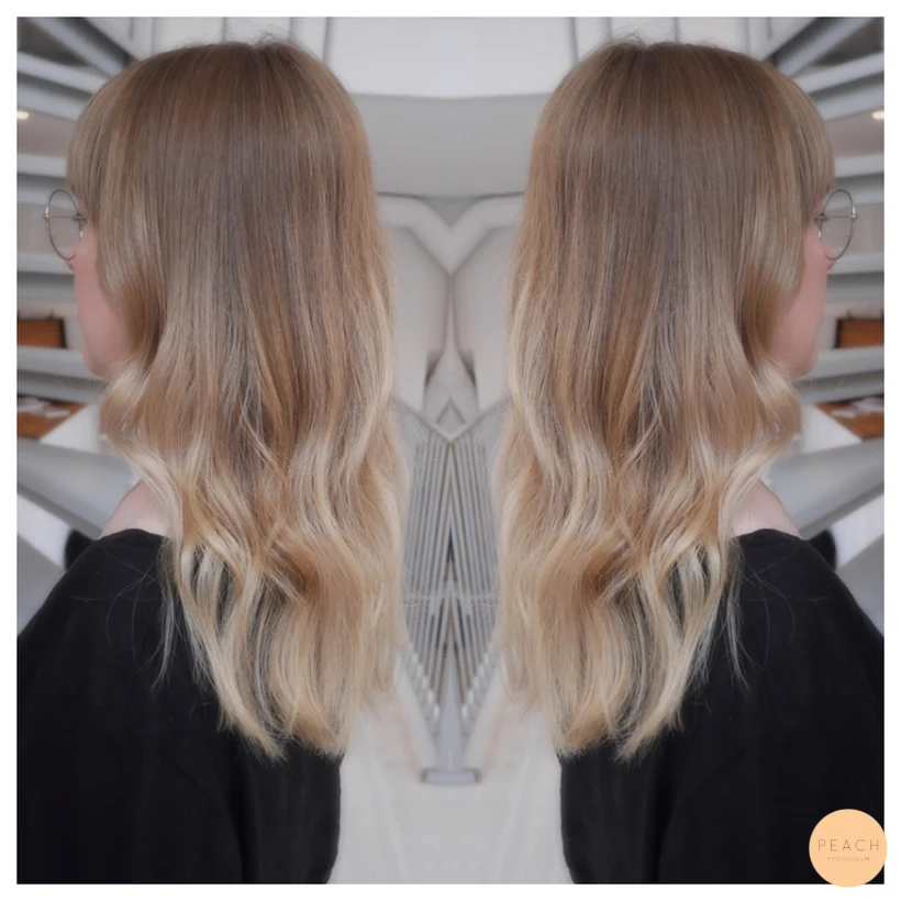Balayage i naturlig blondt hår
