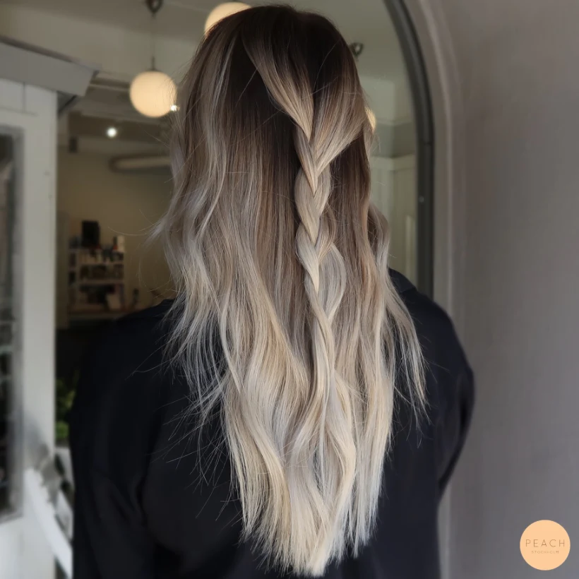 Balayage i svala toner med ljusa slingor