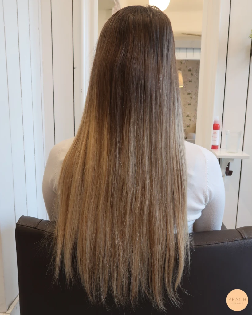 Beige blond hårfärg med balayage slingor
