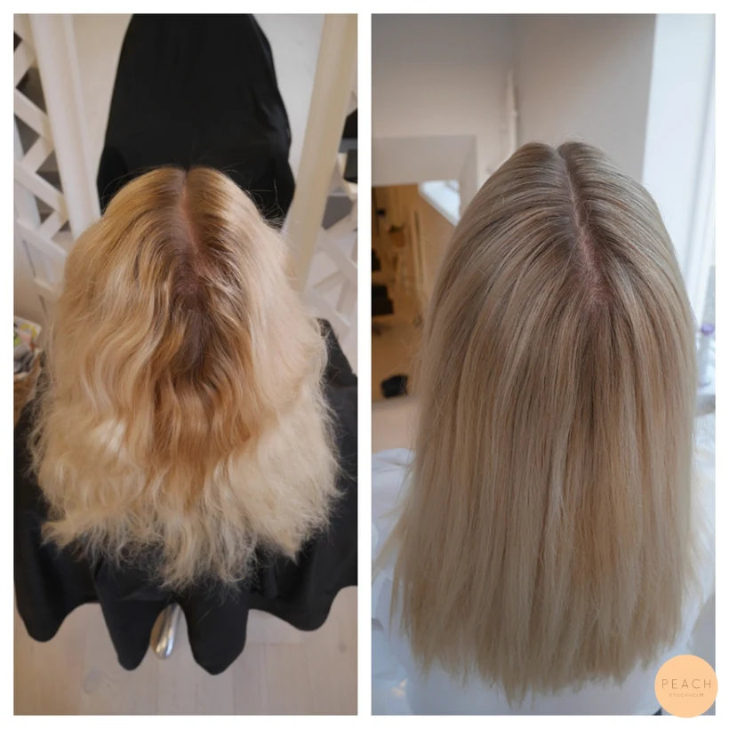 Naturlig blond hårfärg med isblond finish