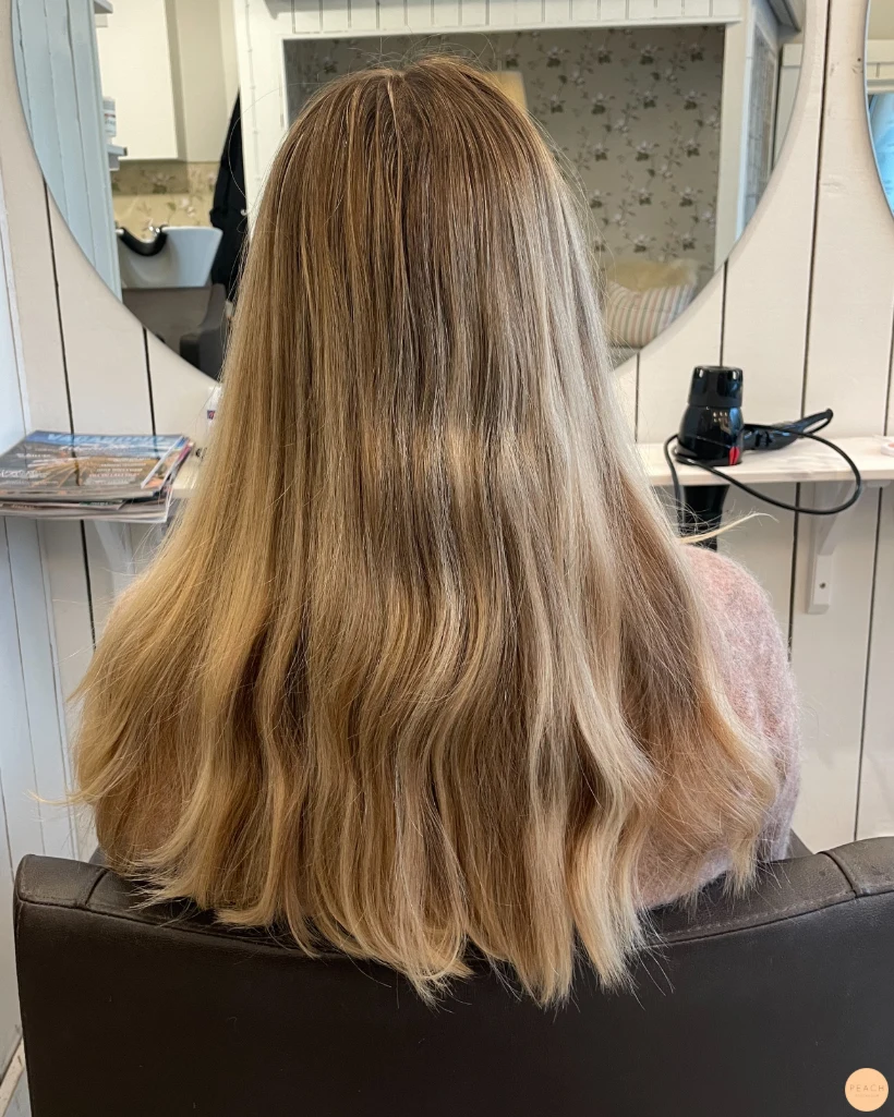 Glossy sandy blonde hair