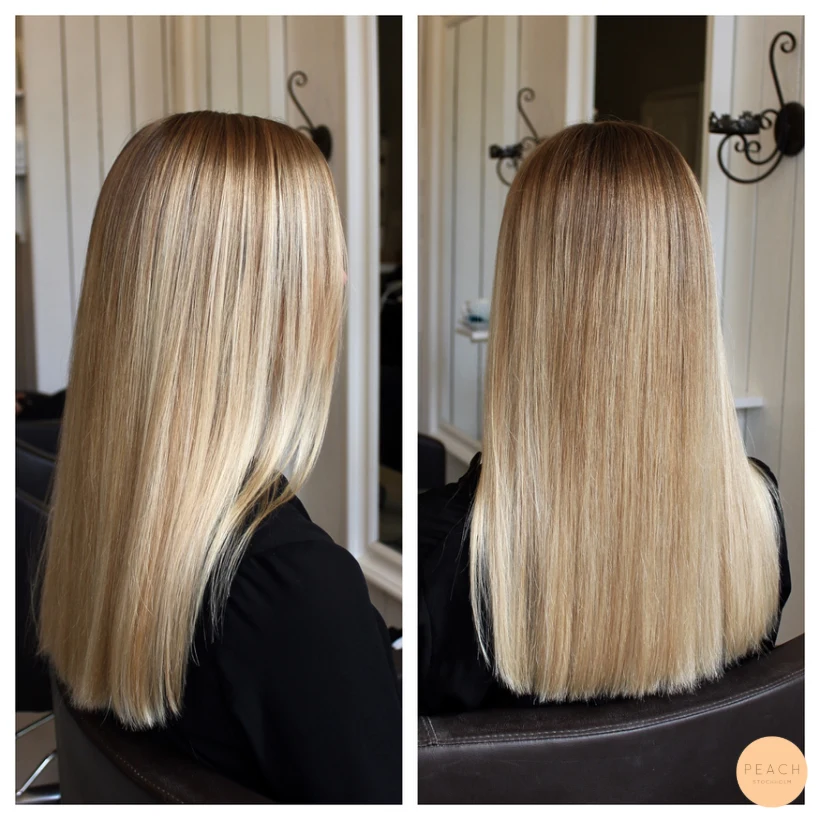 Soft balayage med naturligt beige blond ton