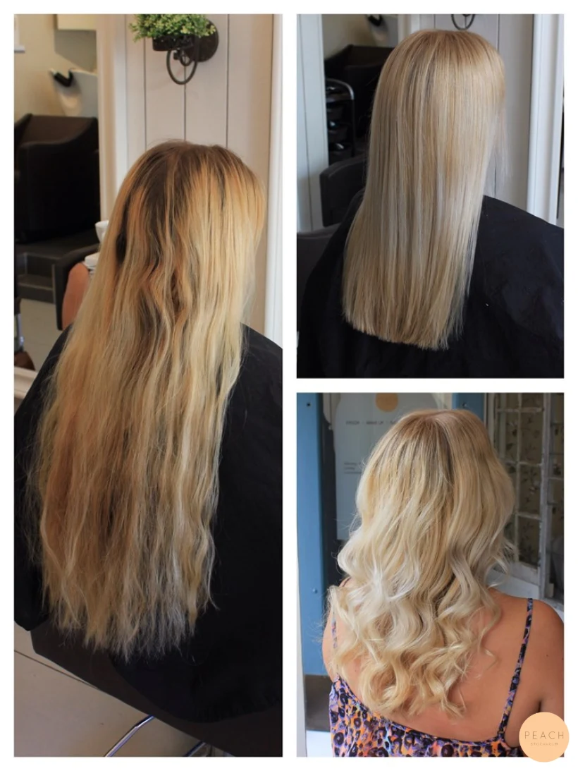 Blond hårfärg med ljusa slingor