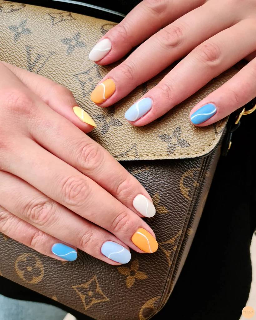 Stilren nagel design 🧡💙💛