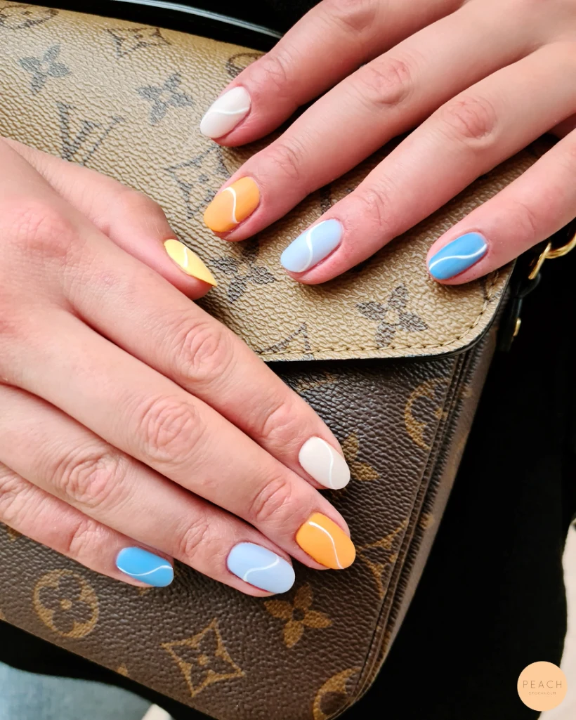 Stilren nagel design 🧡💙💛