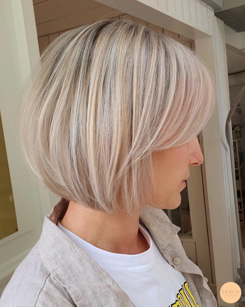 Blonde short bob cut