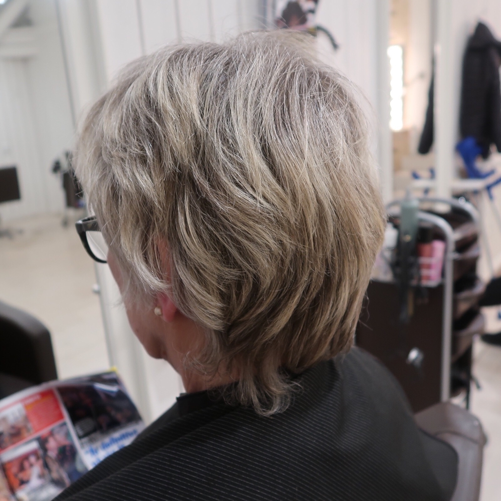 Pixie haircut grey hair
