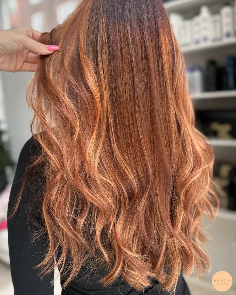 Copper balayage stor färgförändring