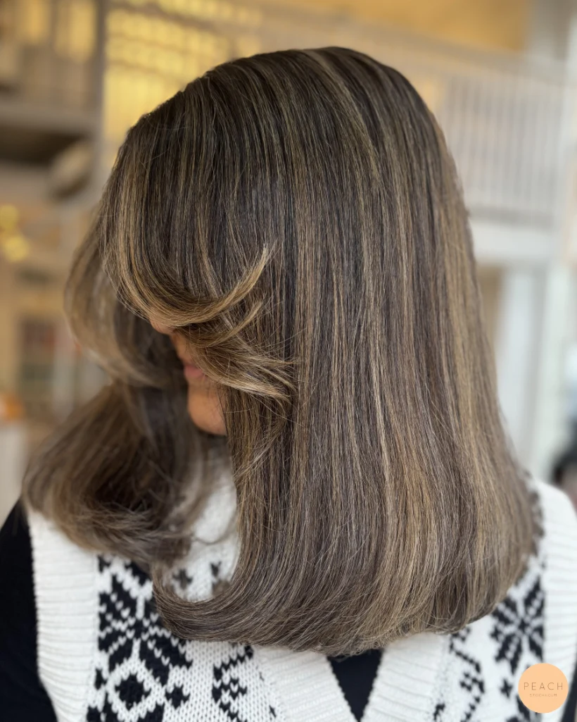 Varm brun balayage – salongsresultat av Marie Erks, 15 april 2026