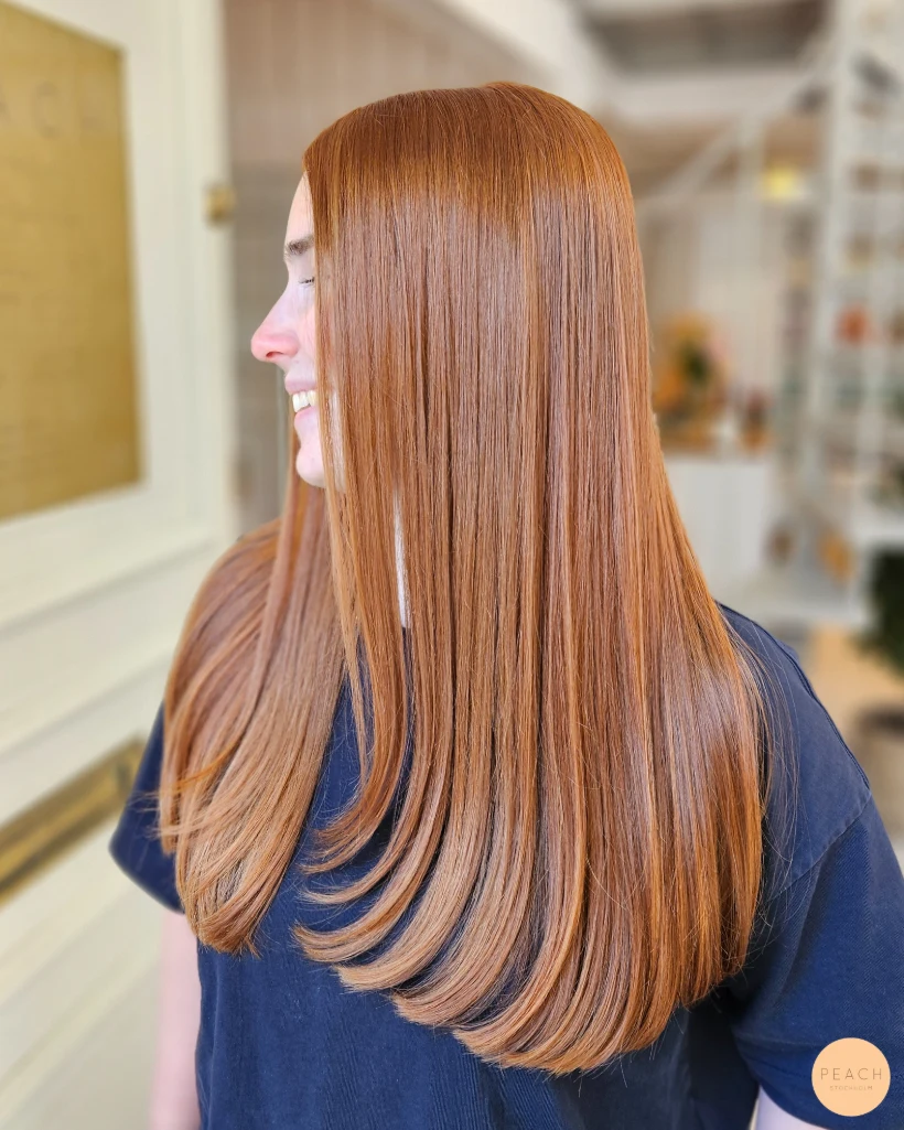 Copper peach hair – salongsresultat av Isabella Janjic, 23 juli 2026