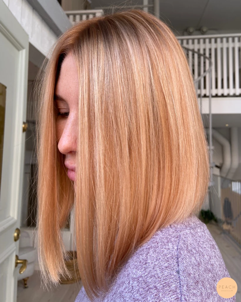 Peach copper hair med koppriga toner