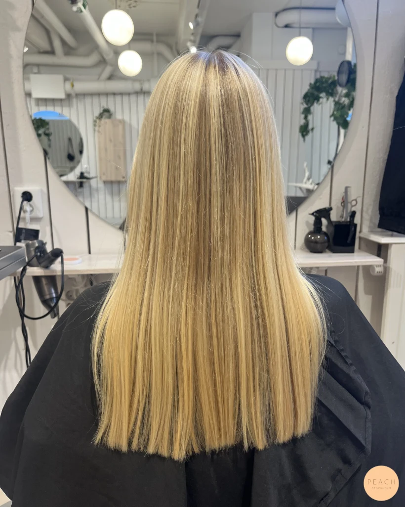 Sandy blonde hair med ljus face frame