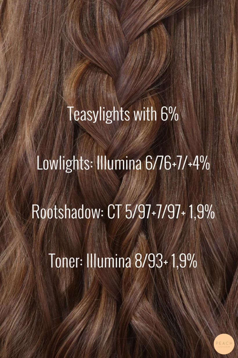 Brun hårfärg med slingor och highlights och lowlights