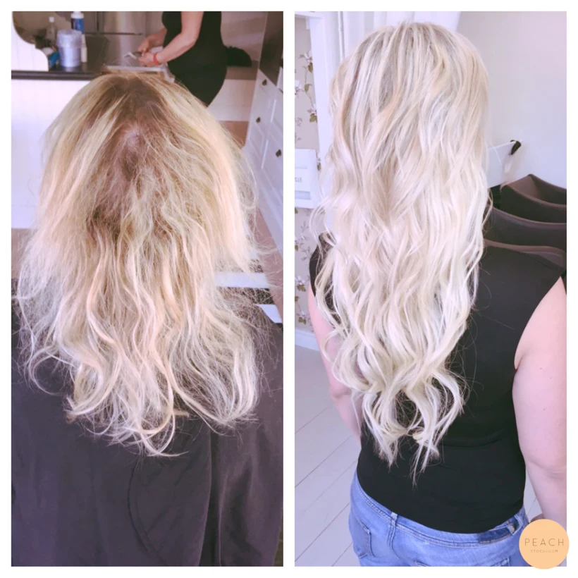 Blonda extensions med extra glans