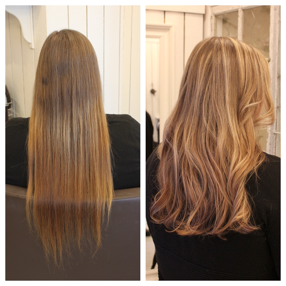 Makeover ljusa och mörka slingor i grått hår