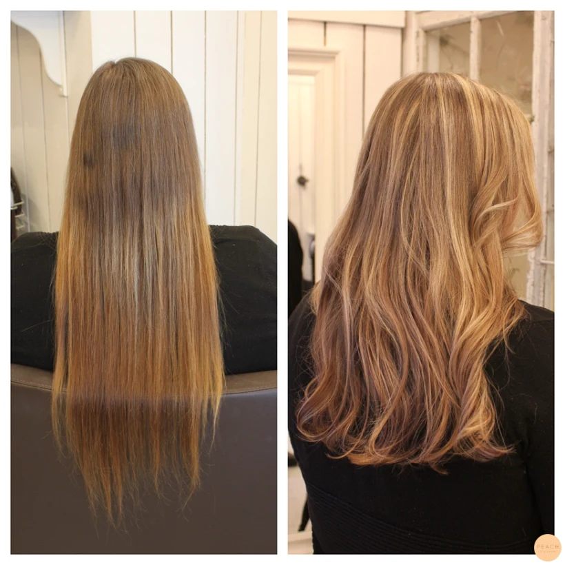 Makeover ljusa och mörka slingor i grått hår