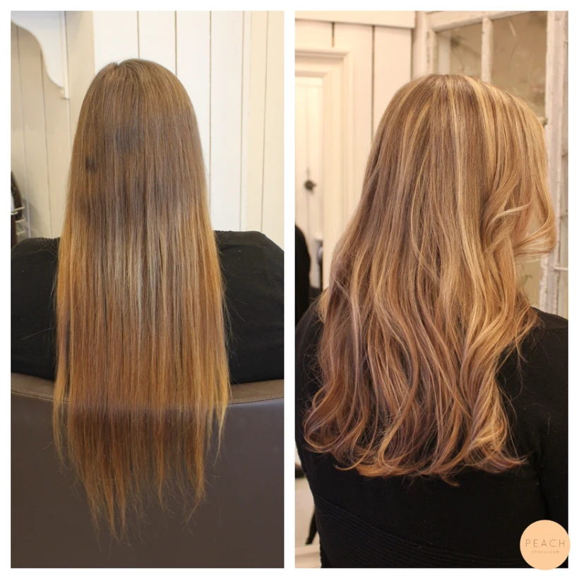 Makeover ljusa och mörka slingor i grått hår