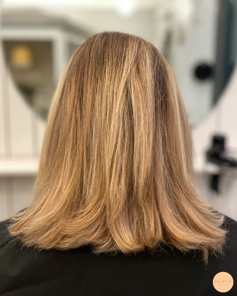 Peach blonde med fina babylights