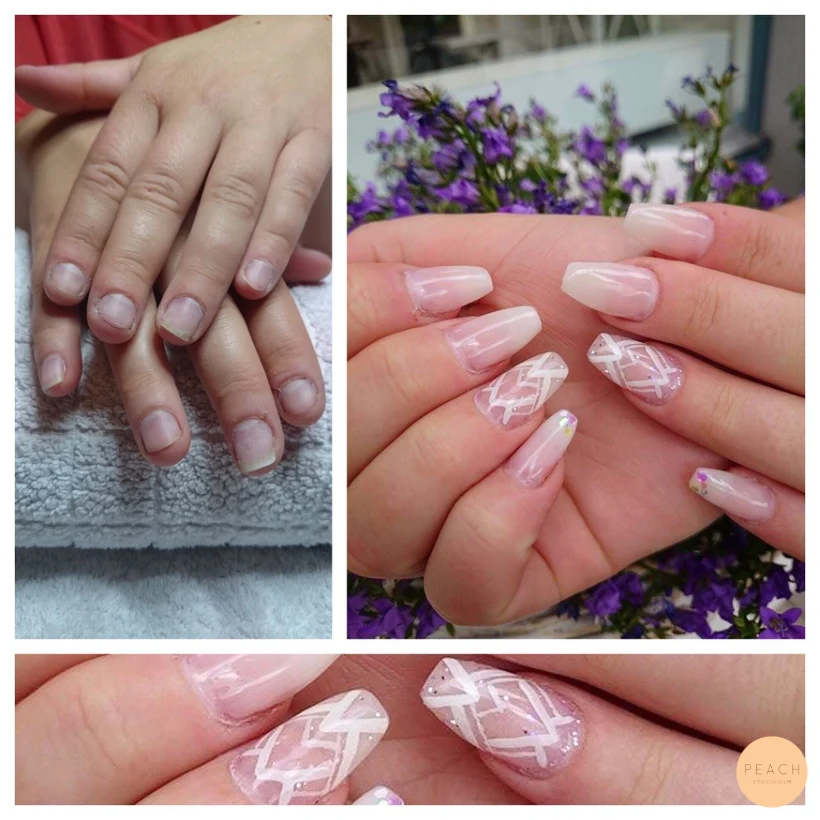 Fransk ombre naglar med glitter och handmålat