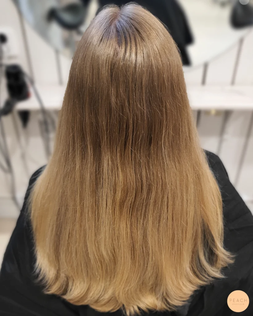 Sandy blonde hair med ljusa slingor