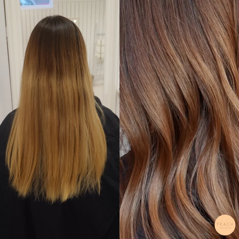 Från blond till brun med mjuk root shadow