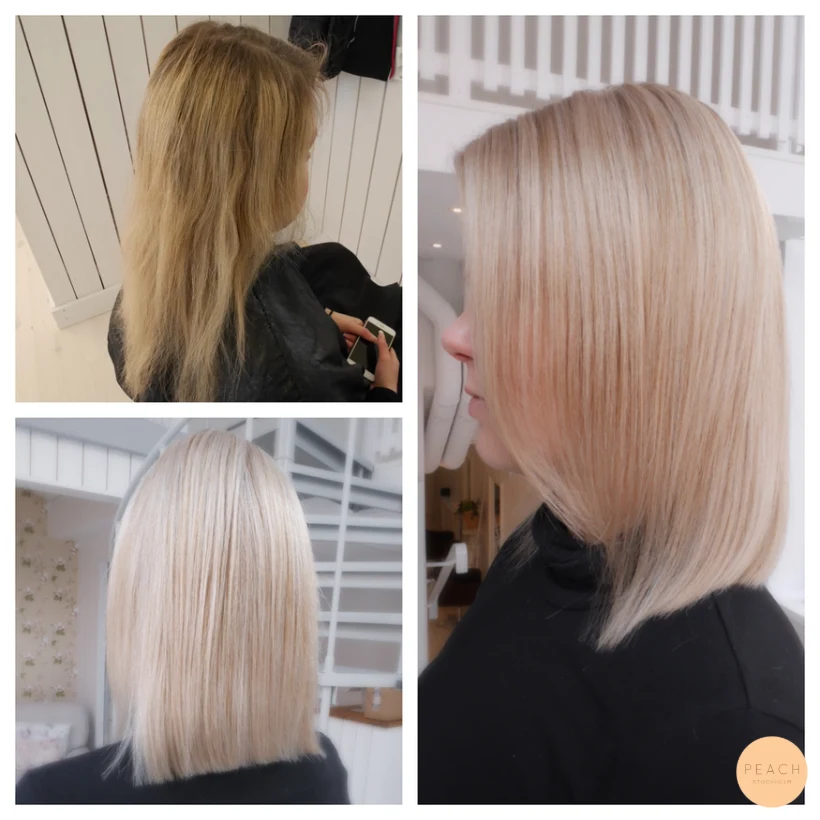 Kall blond page med tunna folieslingor