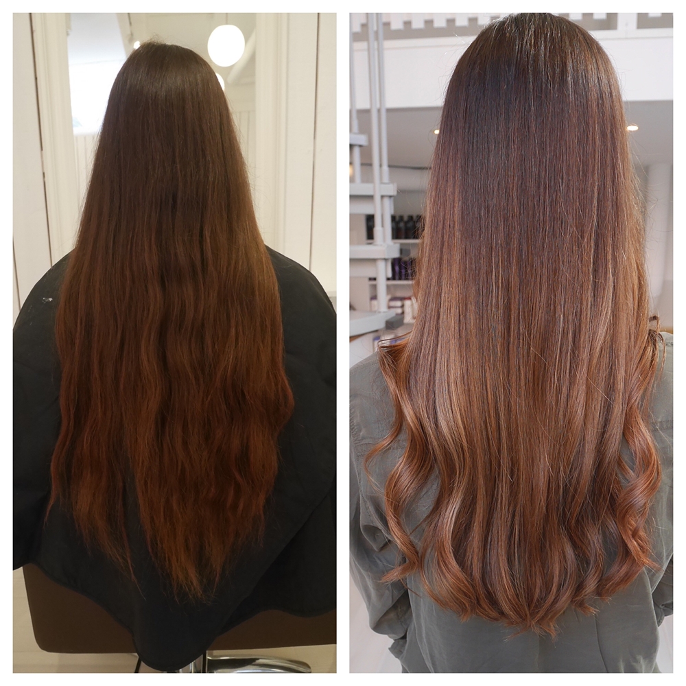 Brun koppar rosé balayage