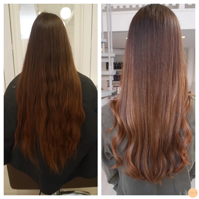 Brun koppar rosé balayage