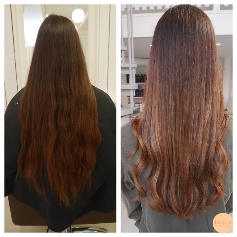 Brun koppar rosé balayage
