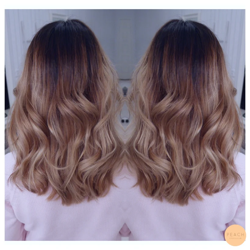 Balayage hår med ljusa slingor