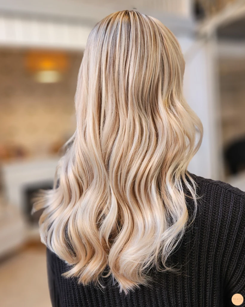 Soft natural blonde highlights