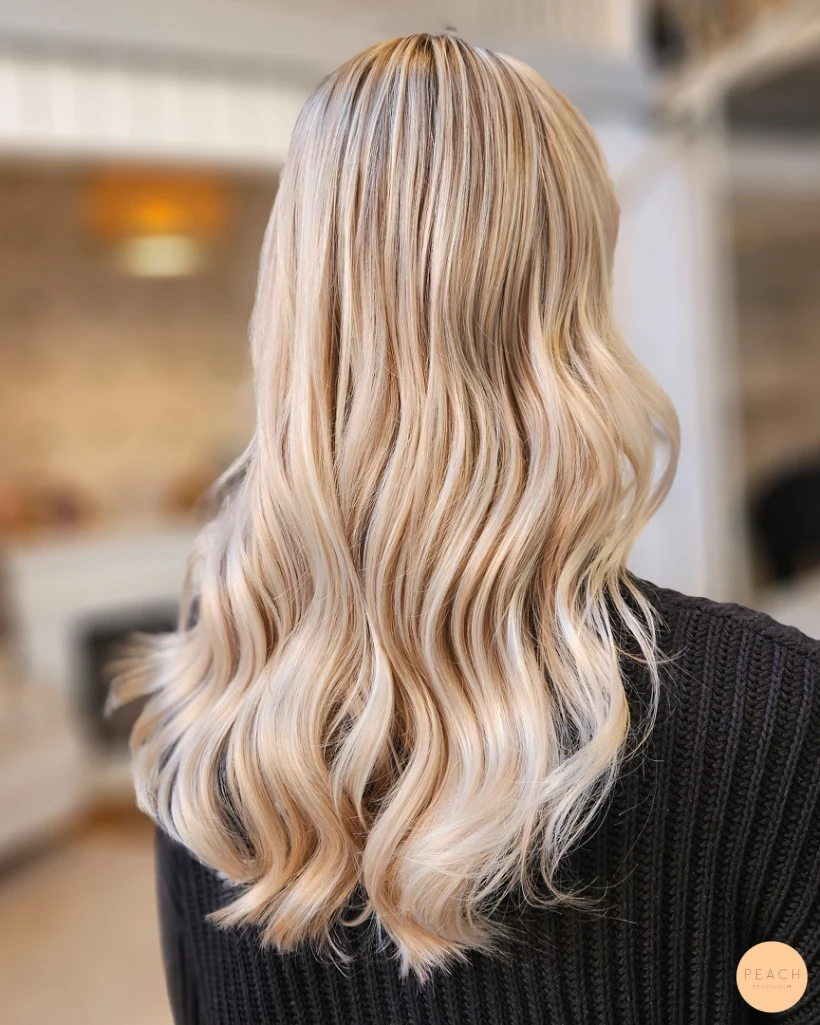Soft natural blonde highlights