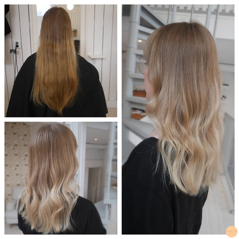 Balayage i naturlig blondt hår