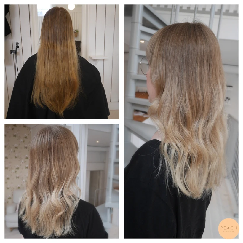 Balayage i naturlig blondt hår
