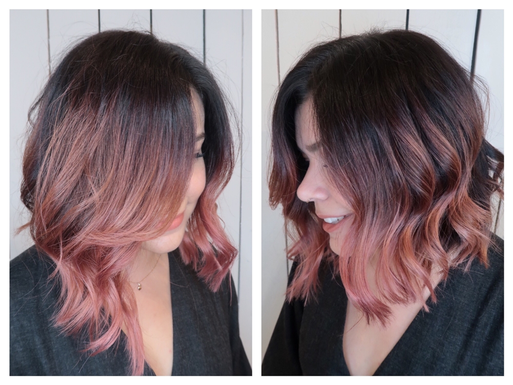 Busig lob / page med lockar och rosa toner