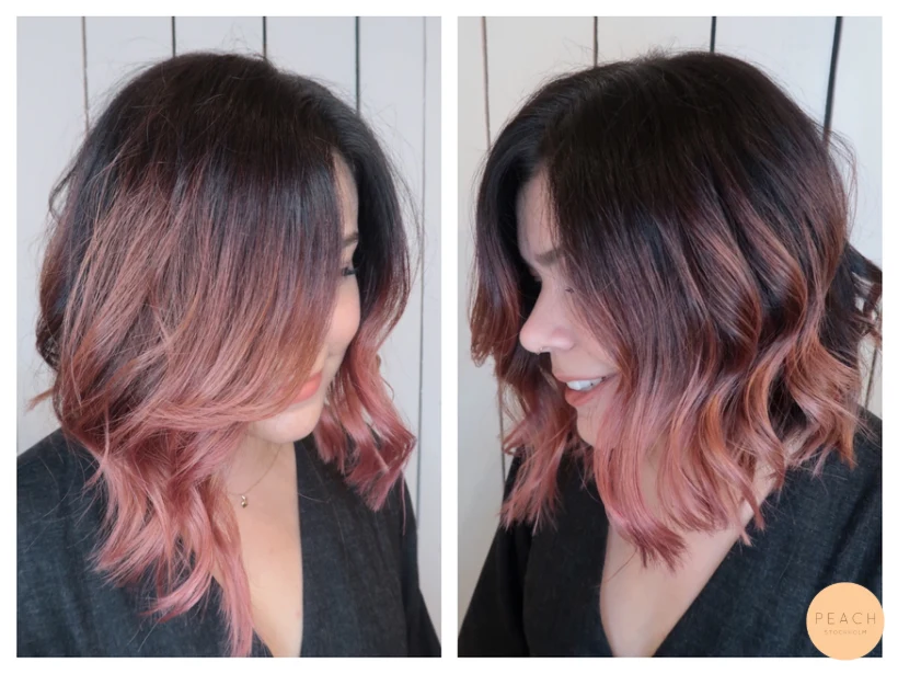 Busig lob / page med lockar och rosa toner