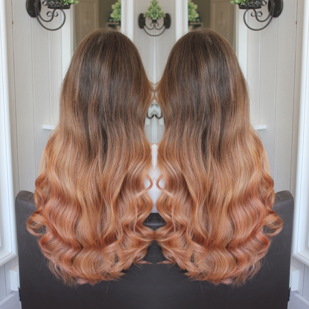 Ombre balayage med toner av rosé