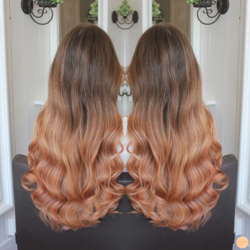 Ombre balayage med toner av rosé
