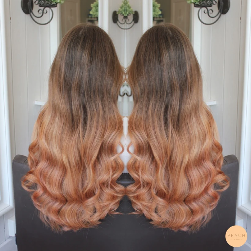 Ombre balayage med toner av rosé