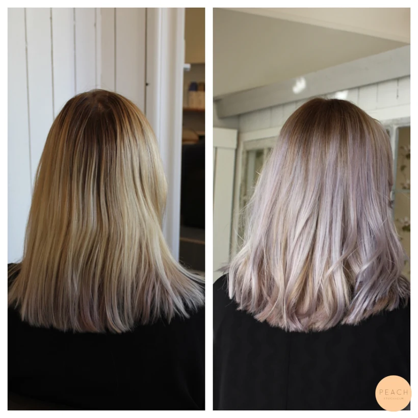 Lila hårfärg med mjuk root shadow