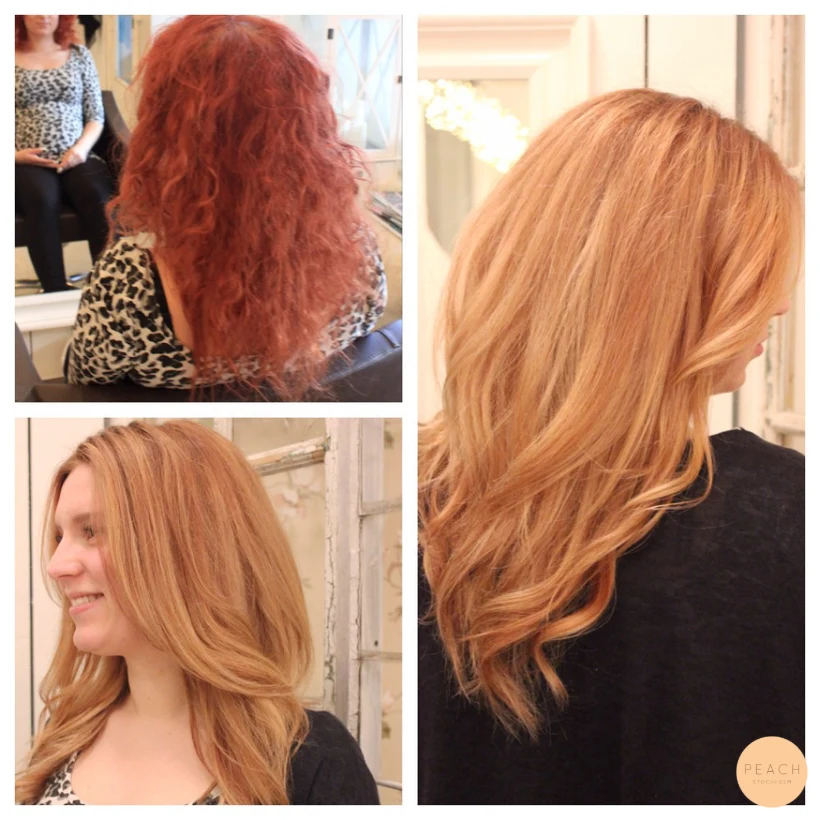 Strawberry blonde med ljusa slingor