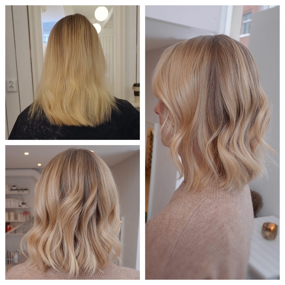 Ljus varm blond hårfärg med skiftninger