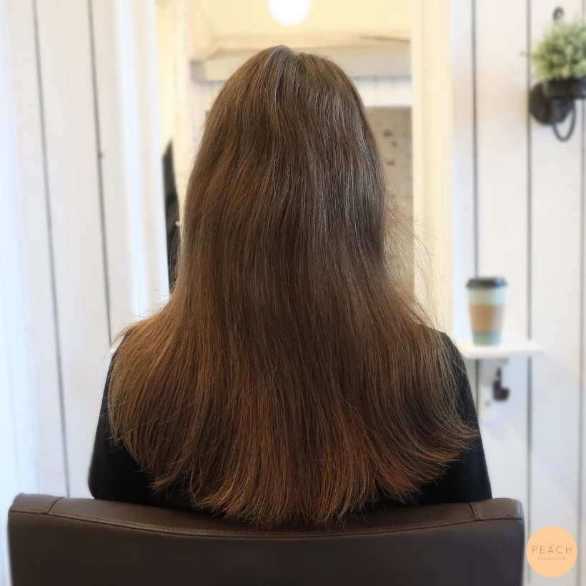 Brun hårfärg med babylights