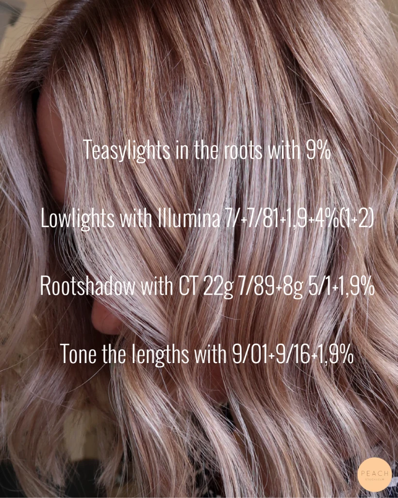 Höstblond hårfärg med highlights och lowlights