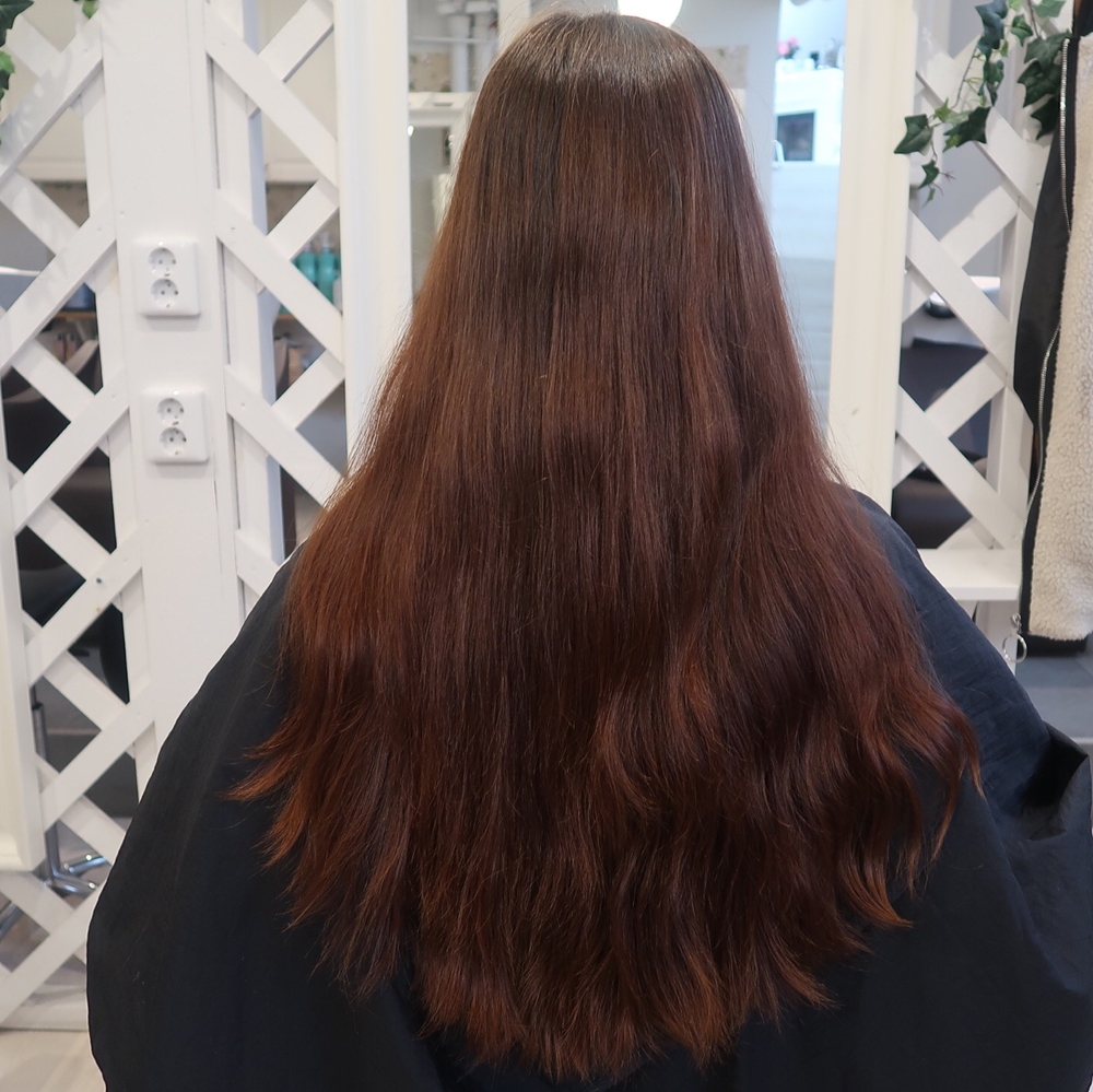 Klipp & färgförändring på långt hår - Brun Balayage