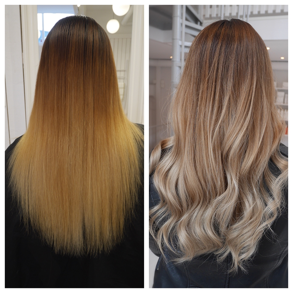 Kall beige balayage hårfärg